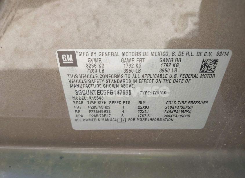 Photo 9 of 2015 Chevrolet Silverado 1500 HIGH COUNTRY (VIN 3GCUKTEC5FG147080)