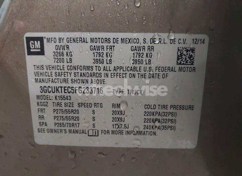 Photo 9 of 2015 Chevrolet Silverado 1500 HIGH COUNTRY (VIN 3GCUKTEC5FG233716)