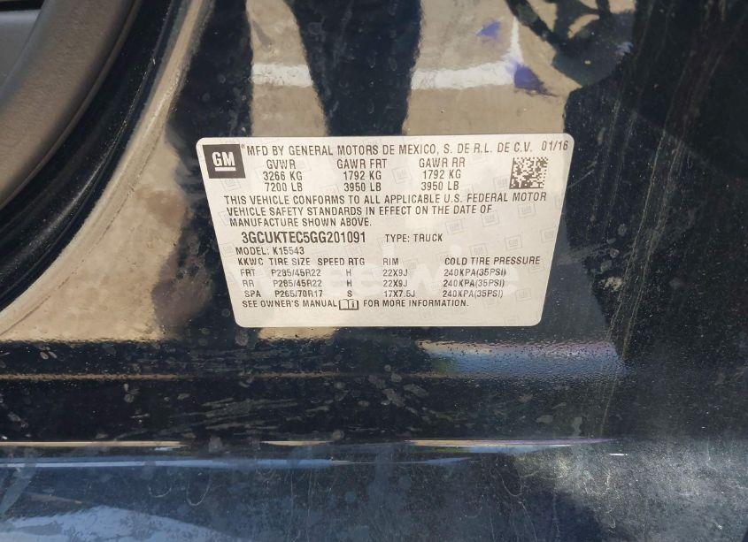 Photo 9 of 2016 Chevrolet Silverado 1500 HIGH COUNTRY (VIN 3GCUKTEC5GG201091)