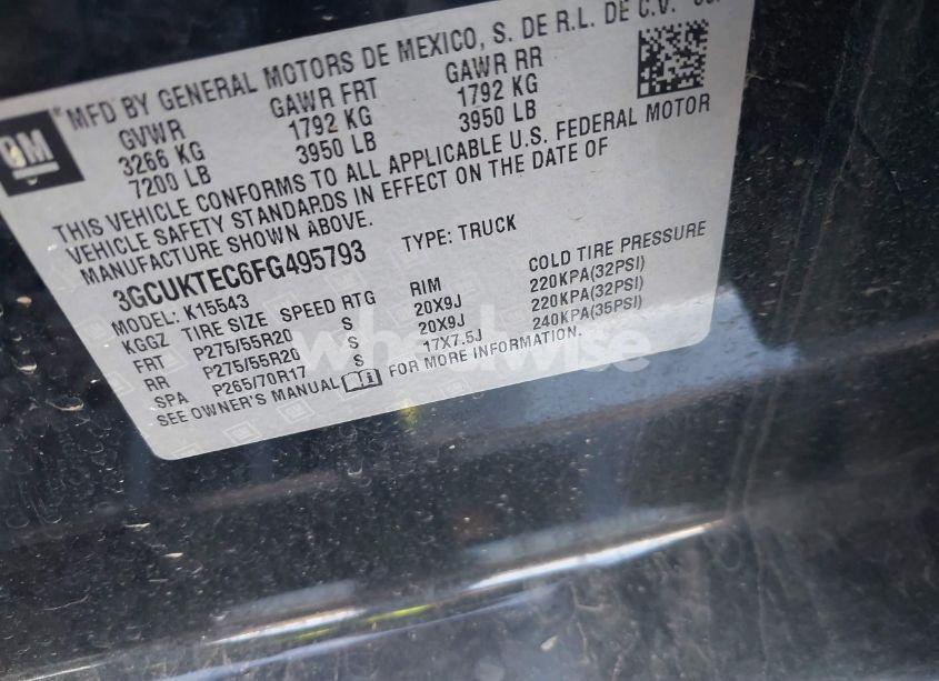 Photo 9 of 2015 Chevrolet Silverado 1500 HIGH COUNTRY (VIN 3GCUKTEC6FG495793)