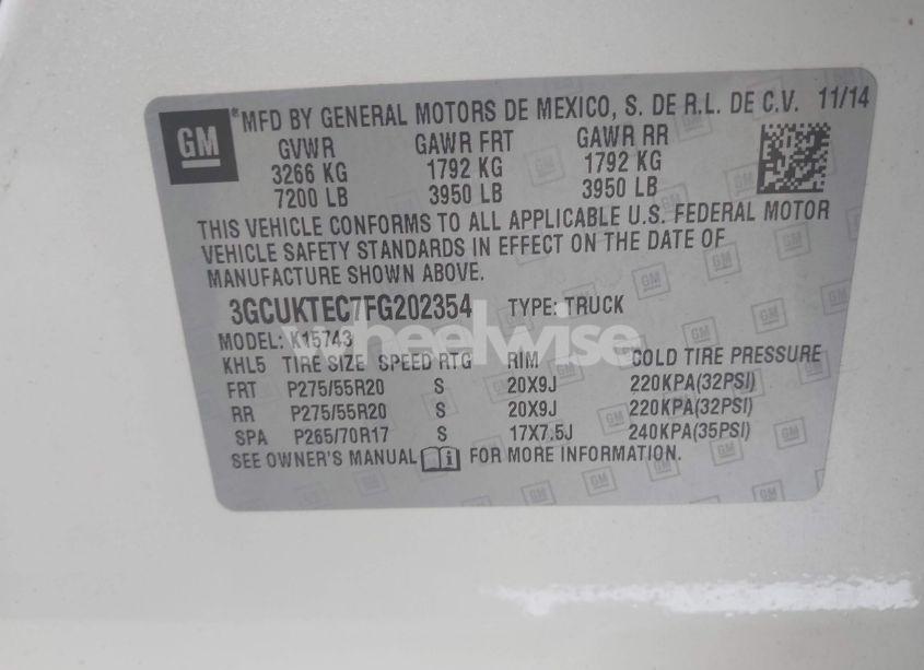 Photo 9 of 2015 Chevrolet Silverado 1500 HIGH COUNTRY (VIN 3GCUKTEC7FG202354)