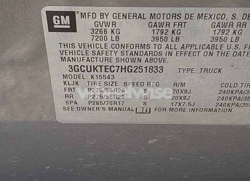 Photo 9 of 2017 Chevrolet Silverado 1500 HIGH COUNTRY (VIN 3GCUKTEC7HG251833)