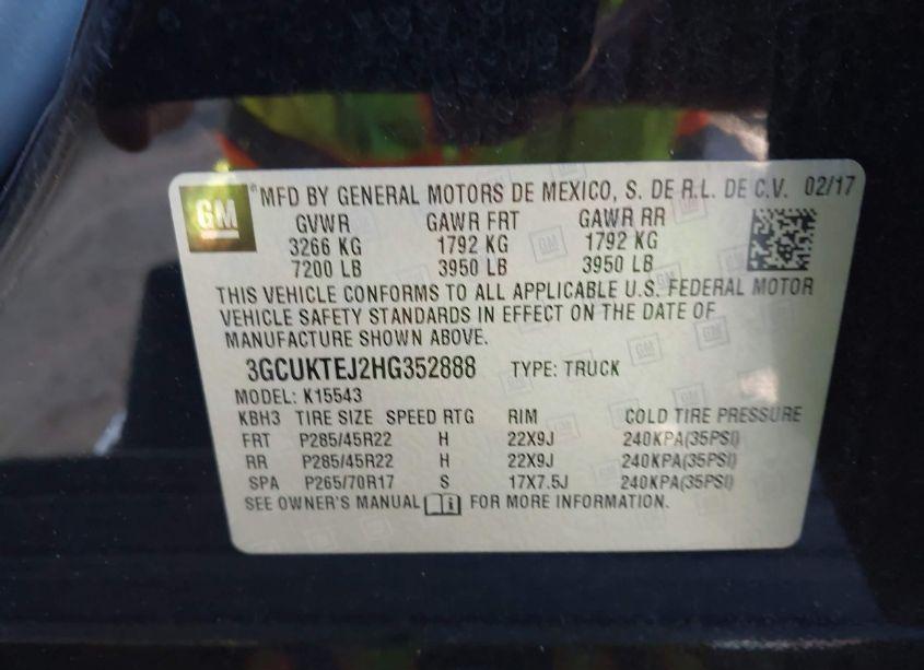 Photo 9 of 2017 Chevrolet Silverado 1500 HIGH COUNTRY (VIN 3GCUKTEJ2HG352888)