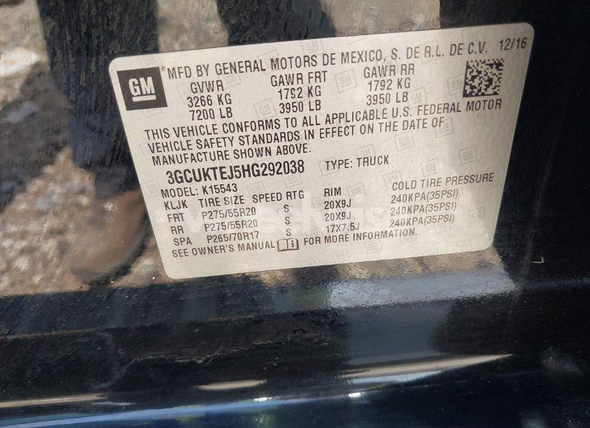 Photo 9 of 2017 Chevrolet Silverado 1500 HIGH COUNTRY (VIN 3GCUKTEJ5HG292038)