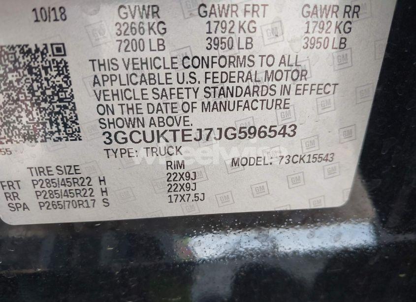 Photo 9 of 2018 Chevrolet Silverado 1500 HIGH COUNTRY (VIN 3GCUKTEJ7JG596543)