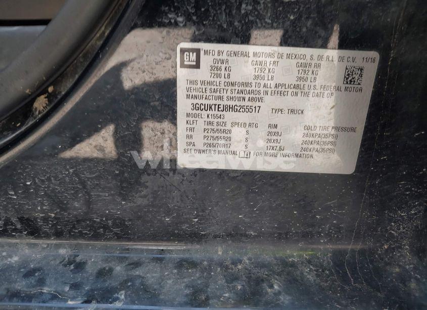 Photo 9 of 2017 Chevrolet Silverado 1500 HIGH COUNTRY (VIN 3GCUKTEJ8HG255517)