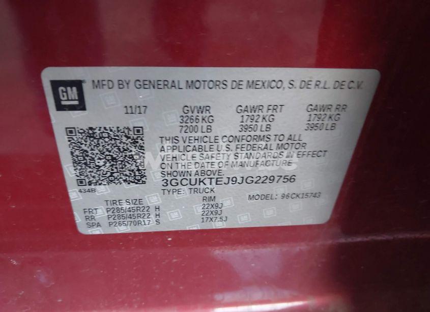 Photo 9 of 2018 Chevrolet Silverado 1500 HIGH COUNTRY (VIN 3GCUKTEJ9JG229756)