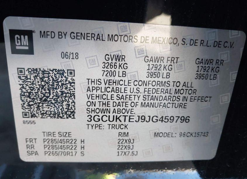 Photo 9 of 2018 Chevrolet Silverado 1500 HIGH COUNTRY (VIN 3GCUKTEJ9JG459796)