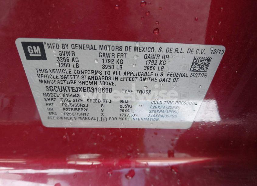 Photo 9 of 2014 Chevrolet Silverado 1500 HIGH COUNTRY (VIN 3GCUKTEJXEG318600)