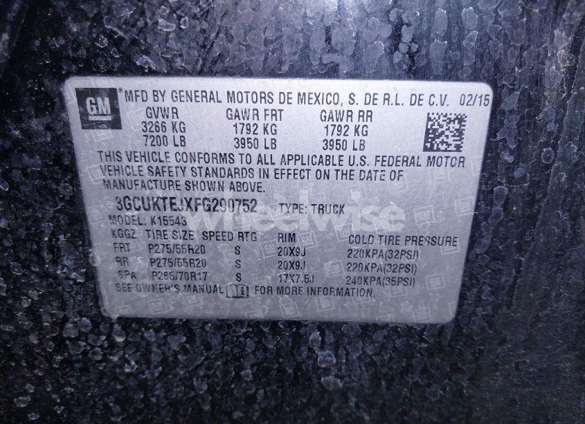 Photo 9 of 2015 Chevrolet Silverado 1500 HIGH COUNTRY (VIN 3GCUKTEJXFG290752)
