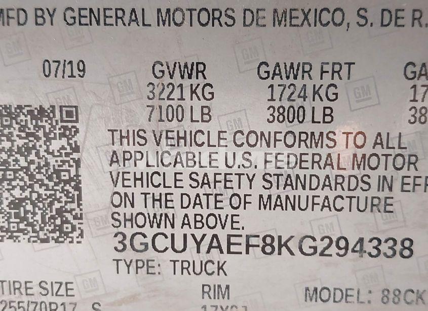 Photo 9 of 2019 Chevrolet Silverado K1500 (VIN 3GCUYAEF8KG294338)