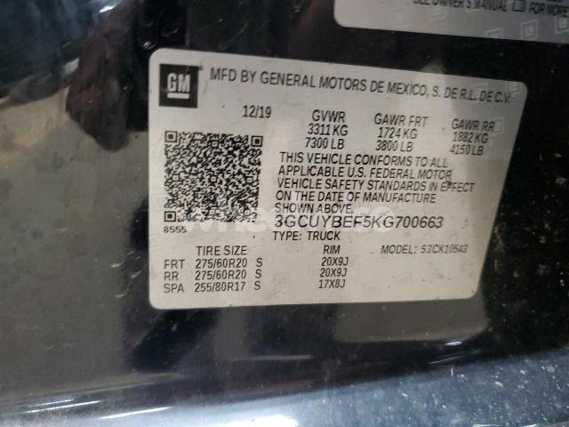 Photo 8 of 2019 CHEVROLET SILVERADO K1500 CUSTOM (VIN 3GCUYBEF5KG700663)