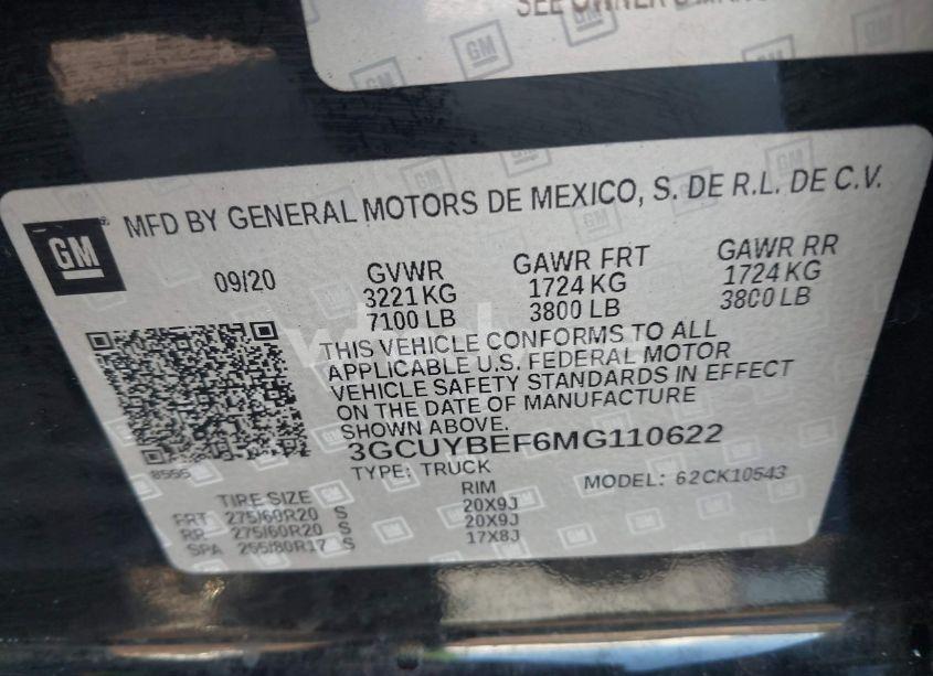 Photo 9 of 2021 Chevrolet Silverado 1500 CUSTOM (VIN 3GCUYBEF6MG110622)