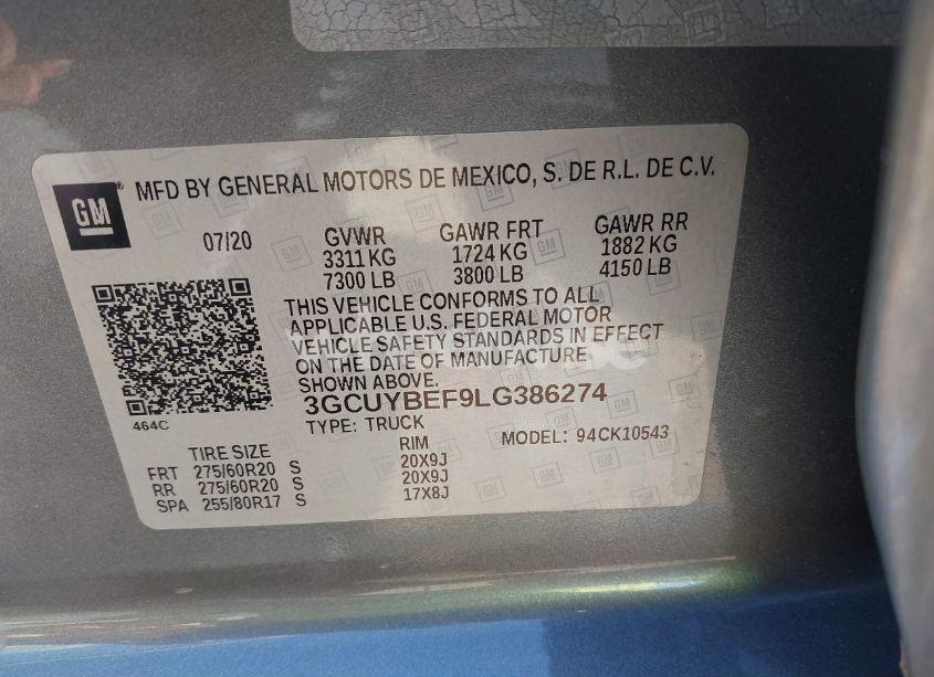 Photo 9 of 2020 Chevrolet Silverado 1500 4WD SHORT BED CUSTOM (VIN 3GCUYBEF9LG386274)