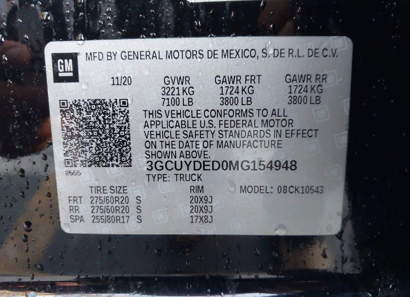 Photo 9 of 2021 Chevrolet Silverado 1500 4WD SHORT BED LT (VIN 3GCUYDED0MG154948)