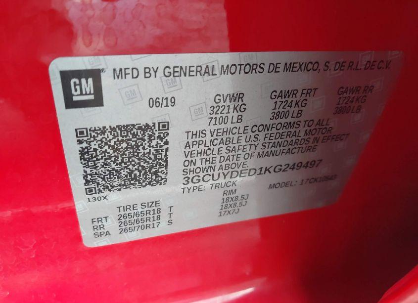 Photo 9 of 2019 Chevrolet Silverado 1500 LT (VIN 3GCUYDED1KG249497)