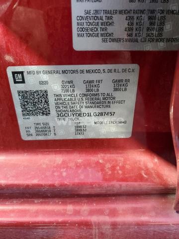 2020 CHEVROLET SILVERADO K1500 LT N/A (VIN 3GCUYDED1LG287457) main photo