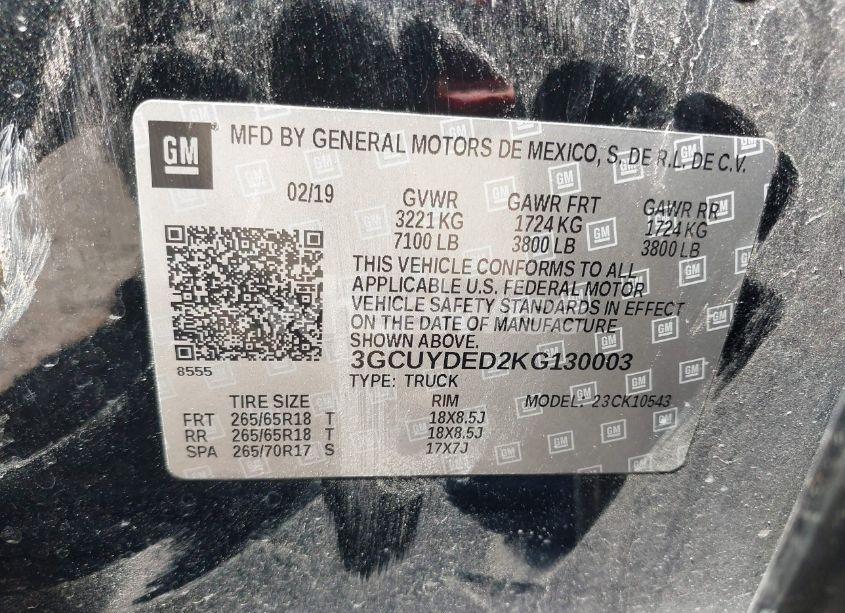 Photo 9 of 2019 Chevrolet Silverado 1500 LT (VIN 3GCUYDED2KG130003)