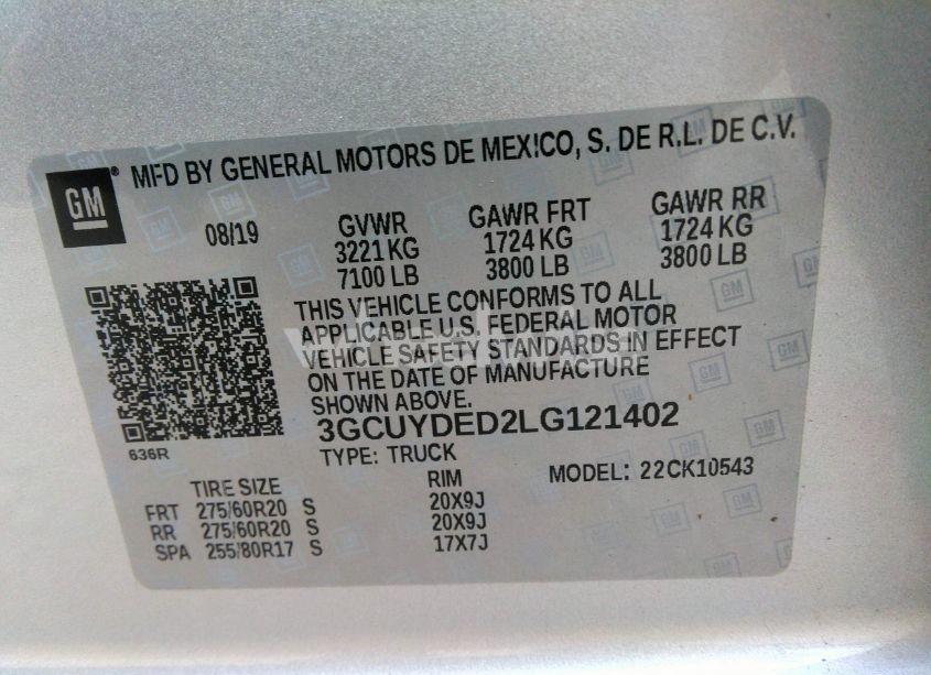 Photo 9 of 2020 Chevrolet Silverado 1500 4WD SHORT BED LT (VIN 3GCUYDED2LG121402)