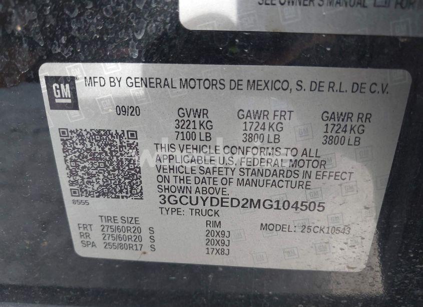 Photo 9 of 2021 Chevrolet Silverado 1500 4WD SHORT BED LT (VIN 3GCUYDED2MG104505)