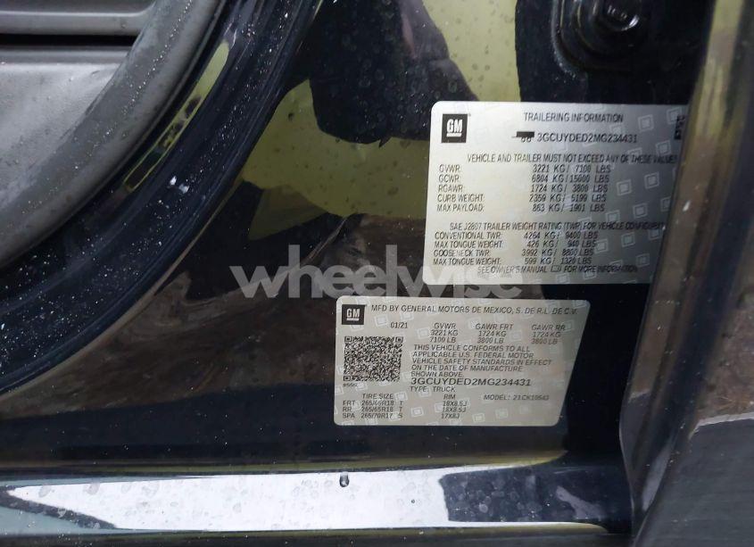 Photo 9 of 2021 Chevrolet Silverado 1500 4WD SHORT BED LT (VIN 3GCUYDED2MG234431)