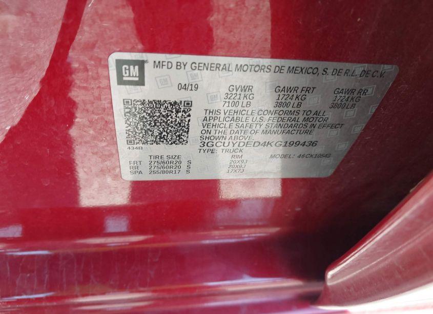 Photo 9 of 2019 Chevrolet Silverado 1500 LT (VIN 3GCUYDED4KG199436)