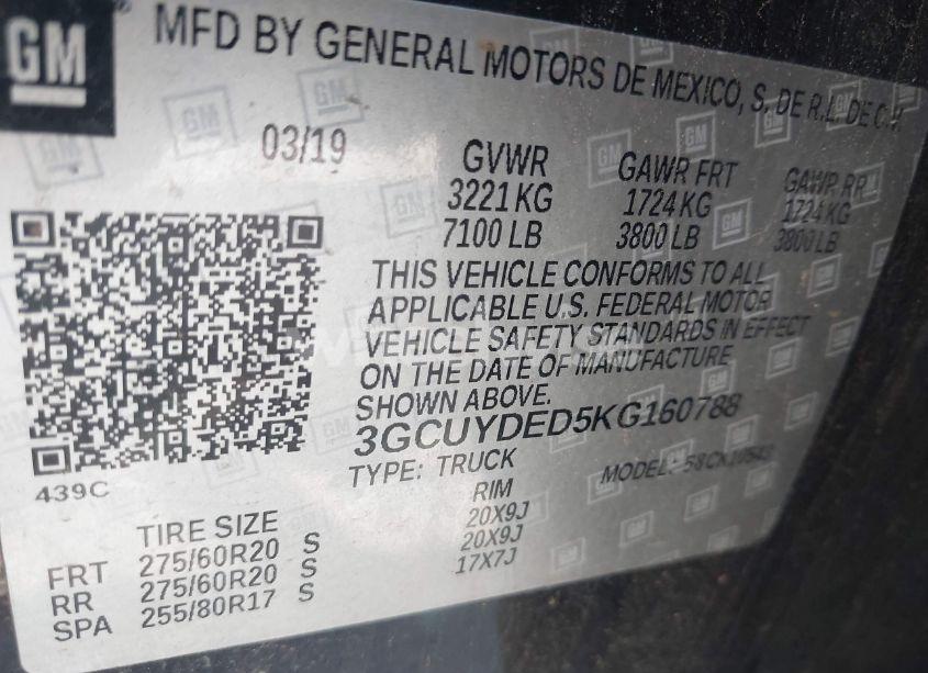 Photo 9 of 2019 Chevrolet Silverado 1500 LT (VIN 3GCUYDED5KG160788)