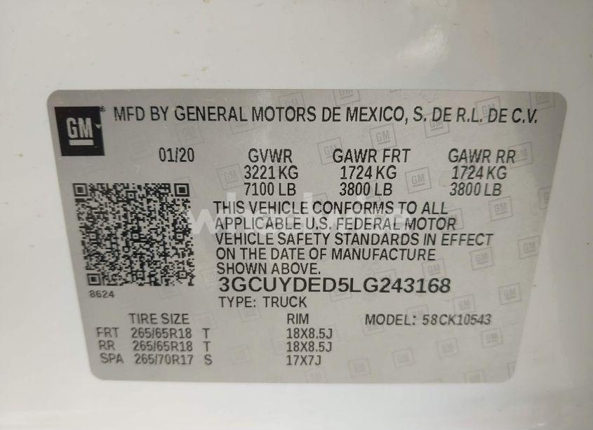 Photo 9 of 2020 Chevrolet Silverado 1500 4WD SHORT BED LT (VIN 3GCUYDED5LG243168)