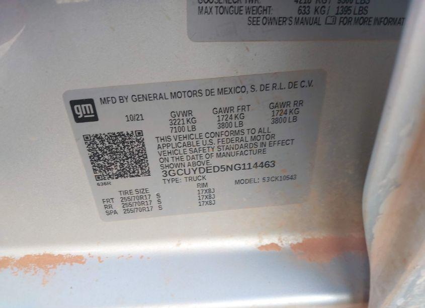 Photo 9 of 2022 Chevrolet Silverado 1500 LTD 4WD SHORT BED LT (VIN 3GCUYDED5NG114463)