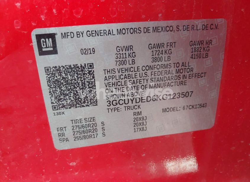 Photo 9 of 2019 Chevrolet Silverado 1500 LT (VIN 3GCUYDED6KG123507)