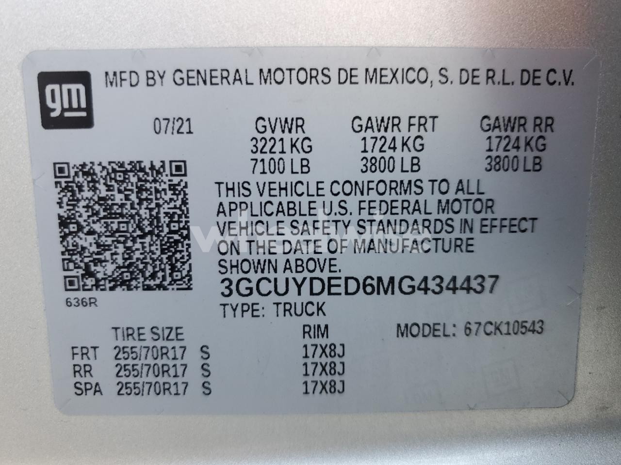 Photo 12 of 2021 CHEVROLET SILVERADO K1500 LT N/A (VIN 3GCUYDED6MG434437)