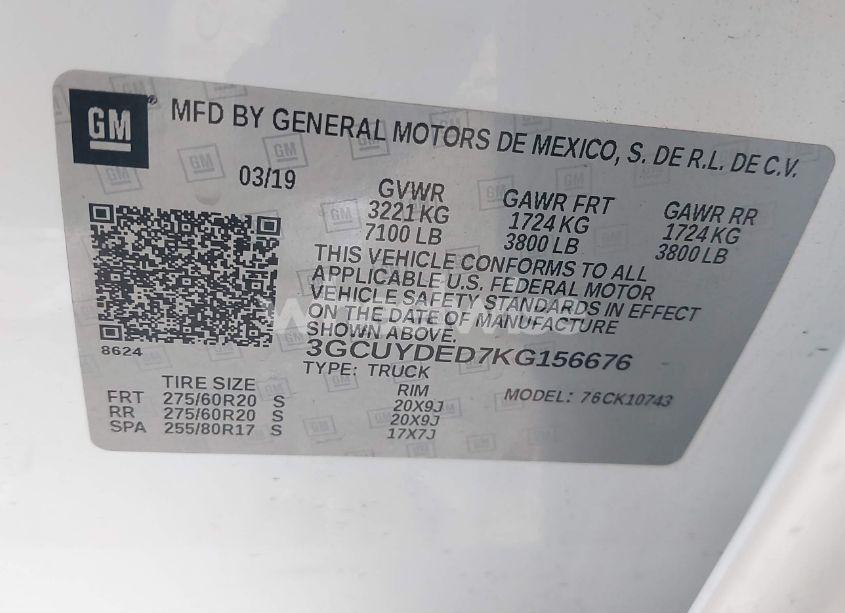 Photo 9 of 2019 Chevrolet Silverado 1500 LT (VIN 3GCUYDED7KG156676)