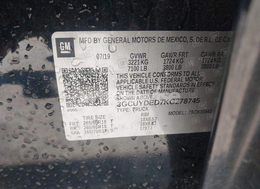 Photo 9 of 2019 Chevrolet Silverado 1500 LT (VIN 3GCUYDED7KG278745)