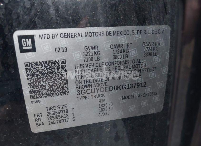 Photo 9 of 2019 Chevrolet Silverado 1500 LT (VIN 3GCUYDED8KG137912)