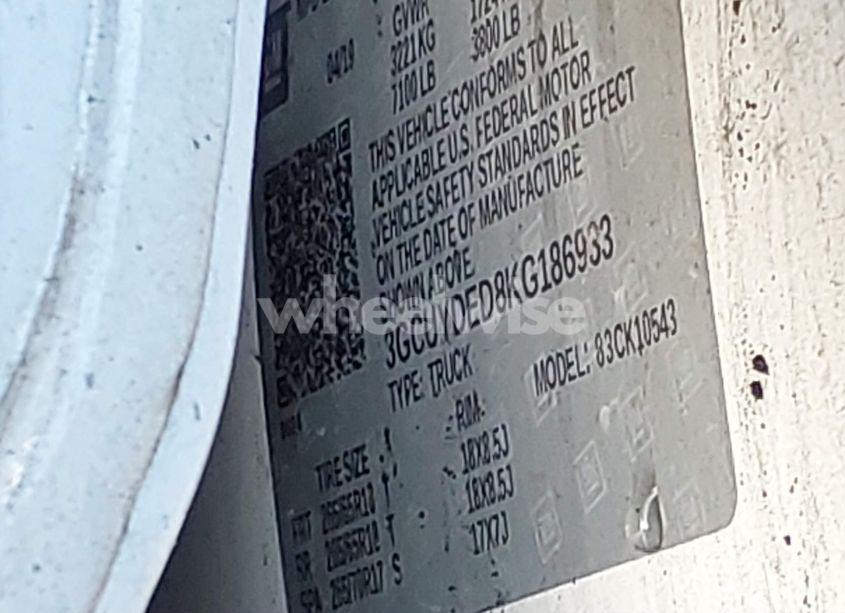 Photo 9 of 2019 Chevrolet Silverado 1500 LT (VIN 3GCUYDED8KG186933)