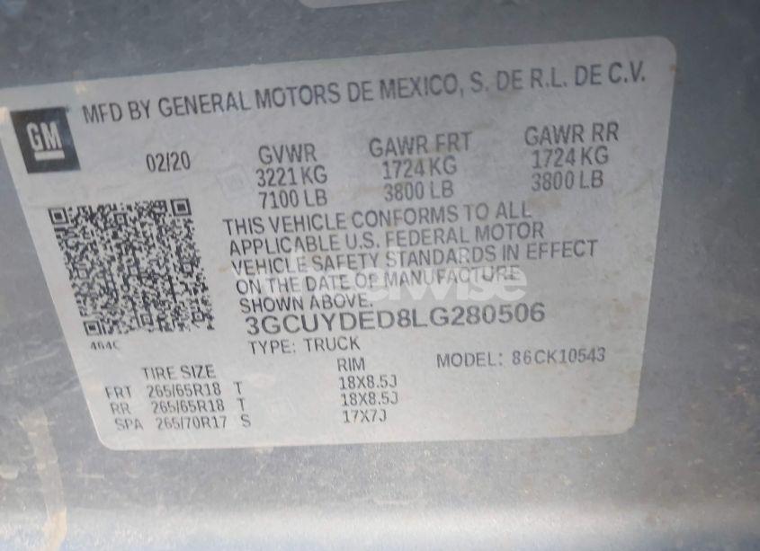 Photo 9 of 2020 Chevrolet Silverado 1500 4WD SHORT BED LT (VIN 3GCUYDED8LG280506)