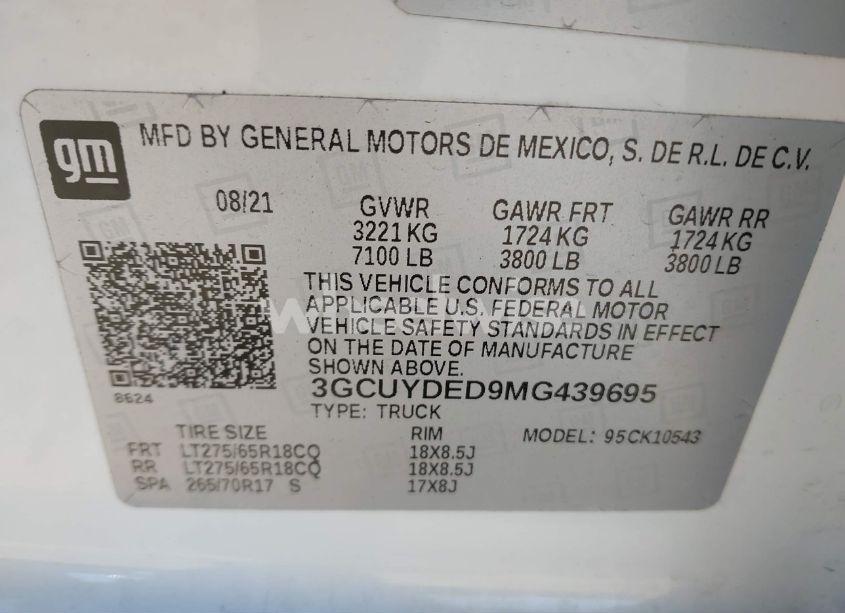 Photo 9 of 2021 Chevrolet Silverado 1500 4WD SHORT BED LT (VIN 3GCUYDED9MG439695)