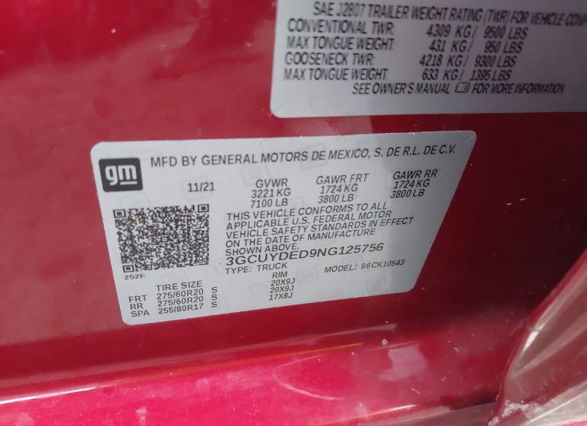 Photo 9 of 2022 Chevrolet Silverado 1500 LTD 4WD SHORT BED LT (VIN 3GCUYDED9NG125756)