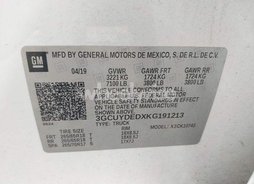 Photo 9 of 2019 Chevrolet Silverado 1500 LT (VIN 3GCUYDEDXKG191213)