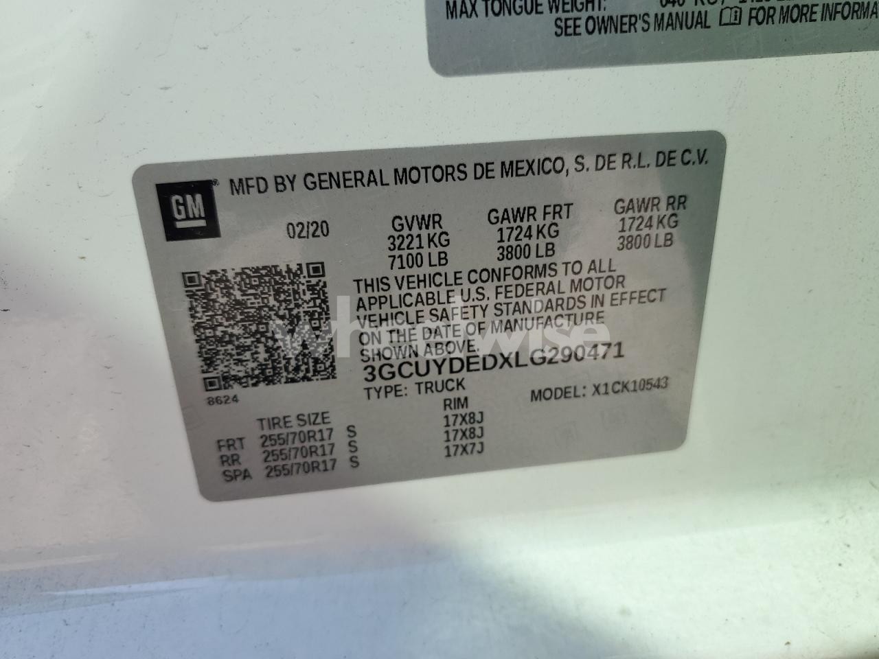 Photo 12 of 2020 CHEVROLET SILVERADO K1500 LT N/A (VIN 3GCUYDEDXLG290471)