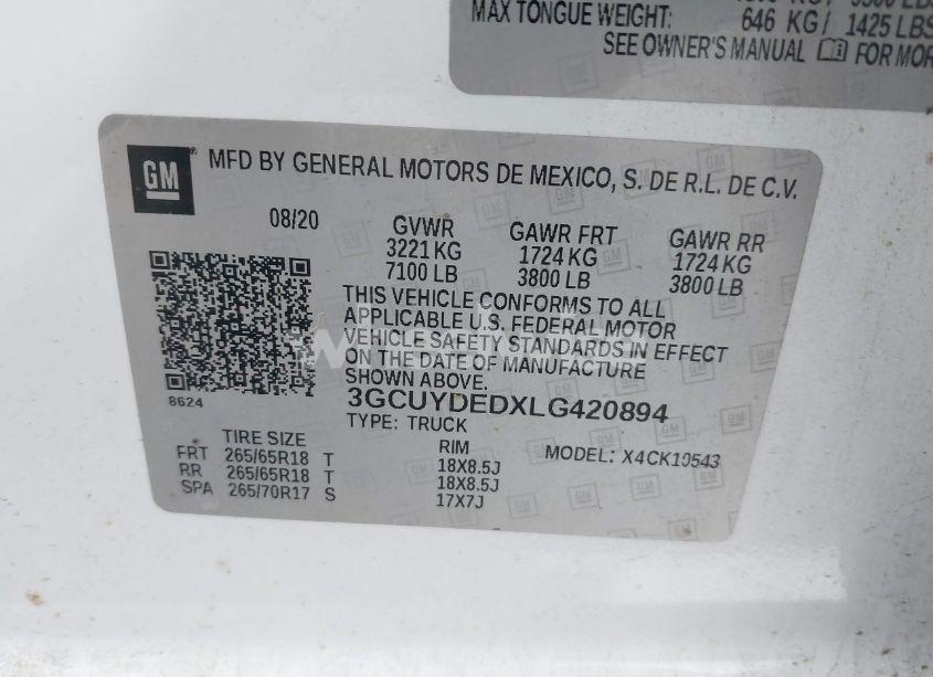 Photo 9 of 2020 Chevrolet Silverado 1500 4WD SHORT BED LT (VIN 3GCUYDEDXLG420894)