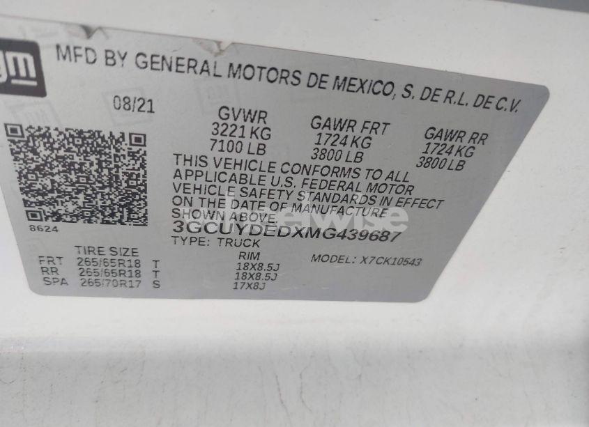 Photo 9 of 2021 Chevrolet Silverado 1500 4WD SHORT BED LT (VIN 3GCUYDEDXMG439687)