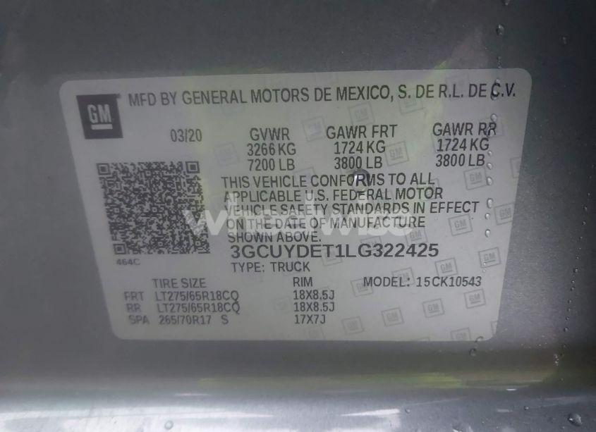 Photo 9 of 2020 Chevrolet Silverado 1500 4WD SHORT BED LT (VIN 3GCUYDET1LG322425)