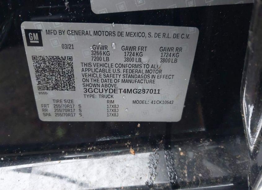 Photo 9 of 2021 Chevrolet Silverado 1500 4WD SHORT BED LT (VIN 3GCUYDET4MG287011)