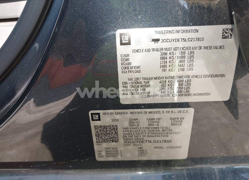 Photo 9 of 2020 Chevrolet Silverado 1500 4WD SHORT BED LT (VIN 3GCUYDET5LG217810)