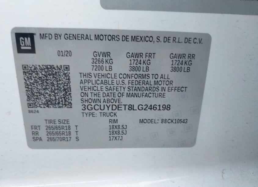 Photo 9 of 2020 Chevrolet Silverado 1500 4WD SHORT BED LT (VIN 3GCUYDET8LG246198)