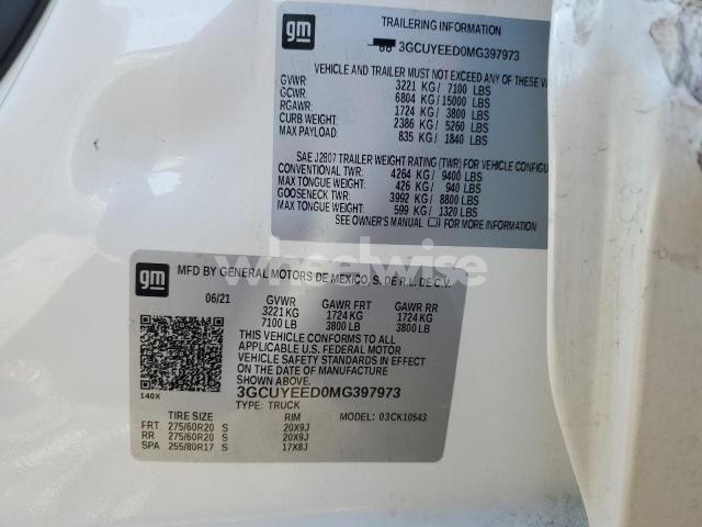 Photo 13 of 2021 CHEVROLET SILVERADO K1500 RST (VIN 3GCUYEED0MG397973)