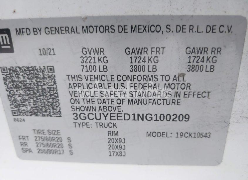 Photo 9 of 2022 Chevrolet Silverado 1500 LTD 4WD SHORT BED RST (VIN 3GCUYEED1NG100209)