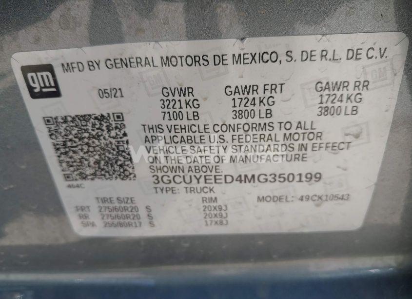 Photo 9 of 2021 Chevrolet Silverado 1500 (VIN 3GCUYEED4MG350199)