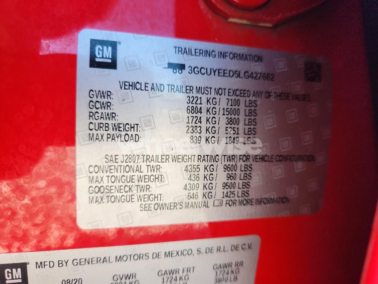 Photo 12 of 2020 CHEVROLET SILVERADO K1500 RST (VIN 3GCUYEED5LG427662)